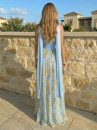 A-Line Satin Sweetheart Pleated Maxi Pleated Evening Dresses with Sweep Train & Scarf