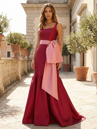 Mermaid Satin Floor-Length Square Neck Sleeveless Evening Dresses