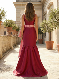 Mermaid Satin Floor-Length Square Neck Sleeveless Evening Dresses