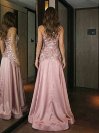 Mermaid/Trumpet Satin One Shoulder Evening Dresses Maxi Gowns with Sequin Embroidery