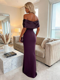 Sheath Satin Off Shoulder Floor-Length Evening Dresses for Women