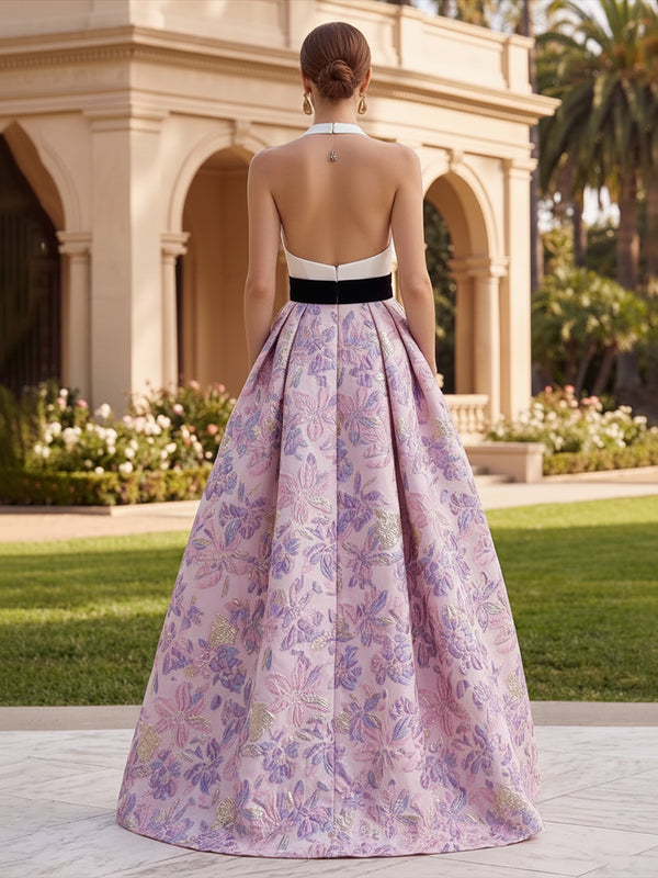 Jacquard A-Line/Princess V-Neck Floor-Length Evening Dresses for Women