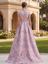 Jacquard A-Line/Princess Scoop Neck Floor-Length Evening Dresses for Women