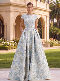 Jacquard A-Line/Princess Scoop Neck Floor-Length Evening Dresses for Women