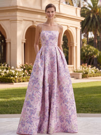 Jacquard A-Line/Princess Spaghetti Straps Floor-Length Evening Dresses for Women