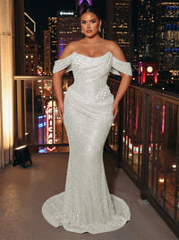 Sequin Mermaid/Trumpet Off Shoulder Floor-Length Evening Dresses for Women