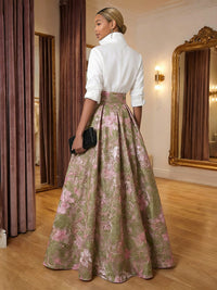Jacquard A-Line/Princess V-Neck Floor-Length Evening Dresses for Women