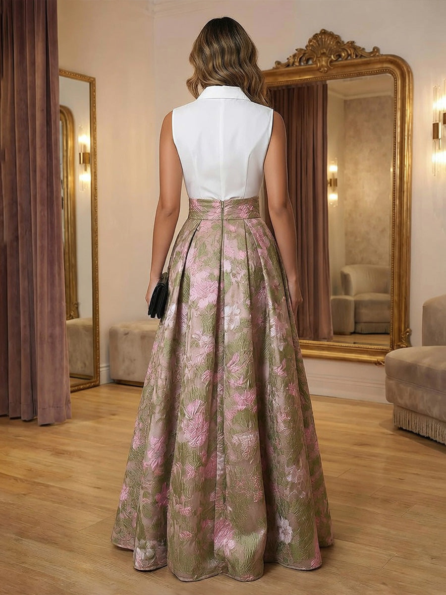 Jacquard A-Line/Princess V-Neck Floor-Length Evening Dresses for Women