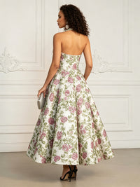 Jacquard A-Line/Princess V-Neck Floor-Length Evening Dresses with Pockets