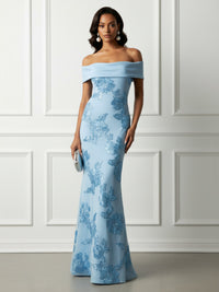 Jacquard Sheath/Column Off Shoulder Floor-Length Evening Dresses for Women