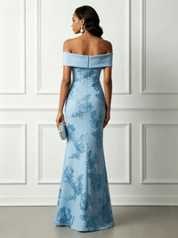 Jacquard Sheath/Column Off Shoulder Floor-Length Evening Dresses for Women