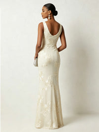 Jacquard Sheath/Column Cowl Neck Floor-Length Evening Dresses for Women