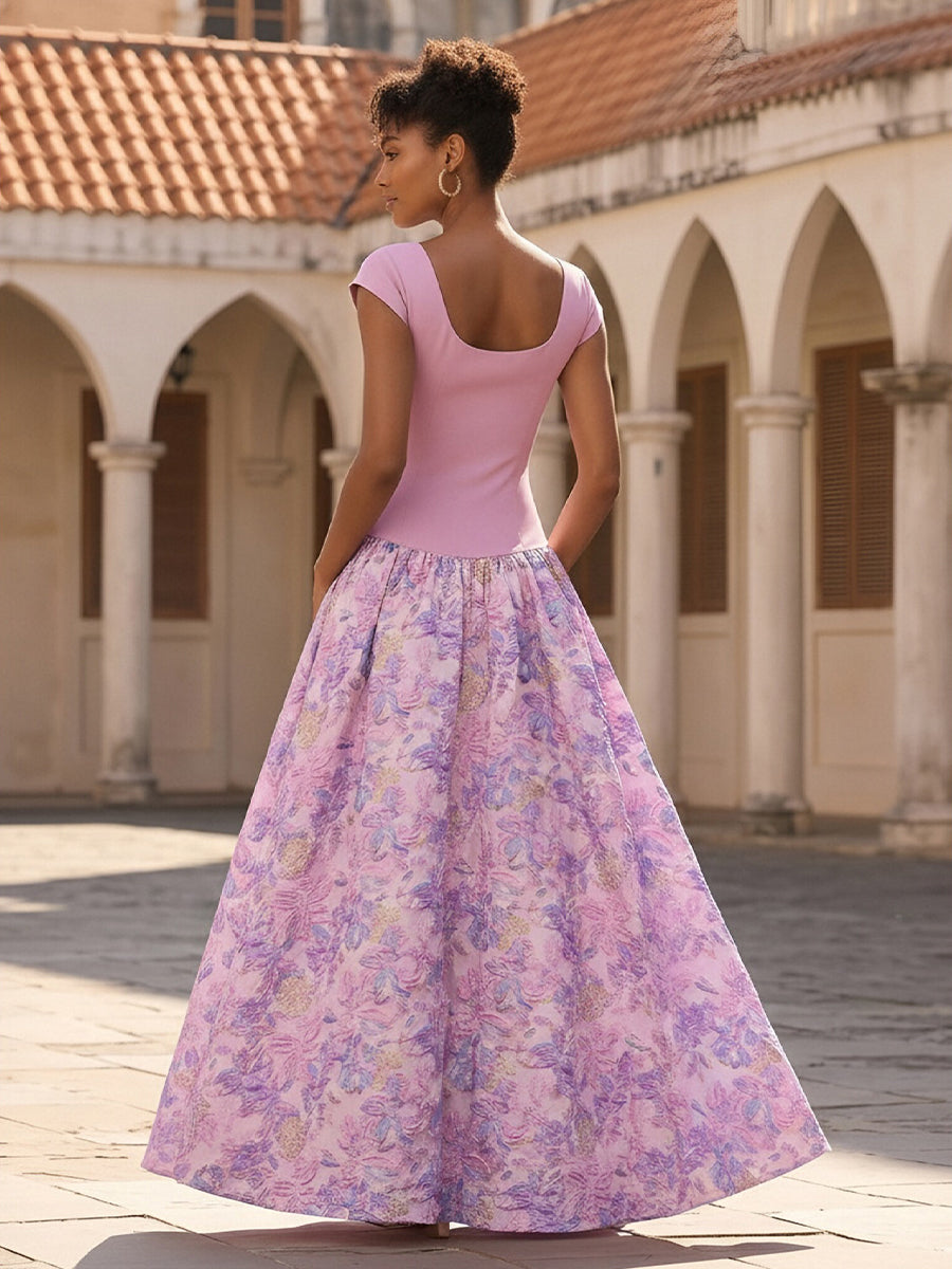 Jacquard A-Line/Princess Scoop Neck Floor-Length Evening Dresses for Women