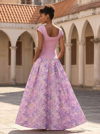 Jacquard A-Line/Princess Scoop Neck Floor-Length Evening Dresses for Women
