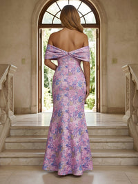 Jacquard Mermaid/Trumpet Off Shoulder Floor-Length Evening Dresses for Women