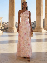 Sequin Floral A-Line/Princess One Shoulder Floor-Length Evening Dresses for Women