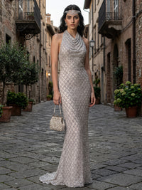 Sequin Mermaid/Trumpet Cowl Neck Floor-Length Evening Dresses for Women