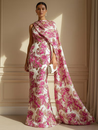 Jacquard Mermaid One Shoulder Cape Corset Evening Dresses