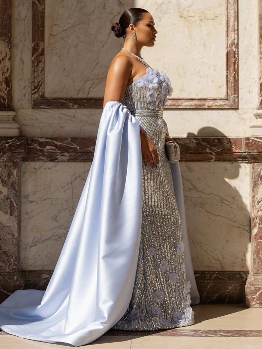 Beading Sweetheart Mermaid Long Evening Dresses with Shawl