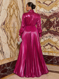 Metallic Satin A Line Scoop Neck Bow Corset Evening Dresses