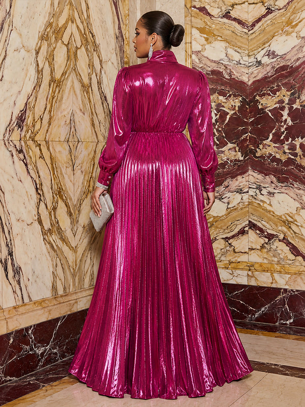 Metallic Satin A Line Scoop Neck Bow Corset Evening Dresses