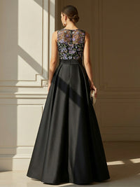 Satin A Line Scoop Neck Pleats Corset Evening Dresses