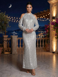 Sequin Sheath/Column Scoop Neck Floor-Length Evening Dresses for Women