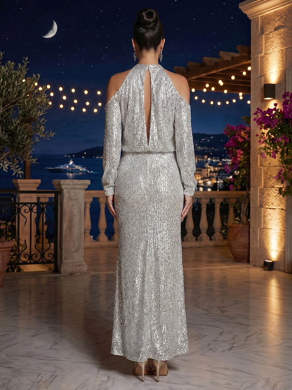 Sequin Sheath/Column Scoop Neck Floor-Length Evening Dresses for Women