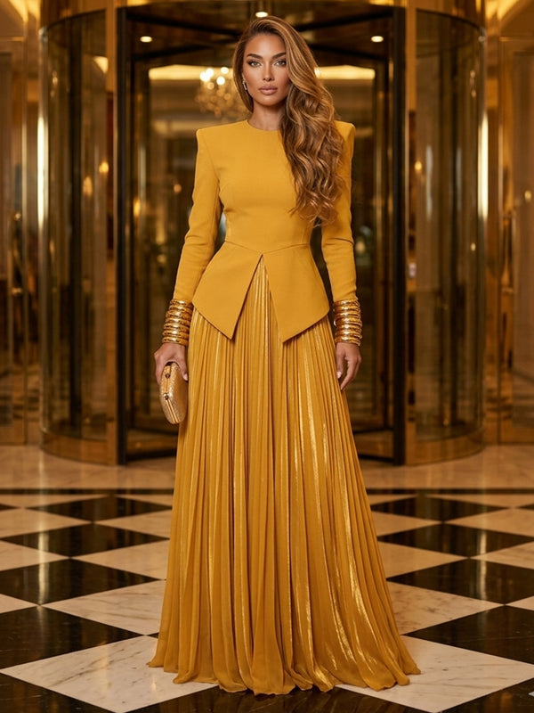 Chiffon A-Line/Princess Scoop Neck Floor-Length Evening Dresses with Pleats