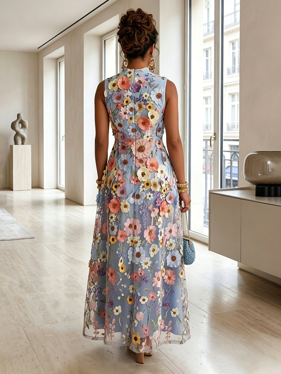 Lace Appliques A-Line/Princess High Neck Floor-Length Evening Dresses for Women