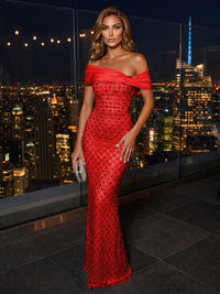 Sequin Mermaid/Trumpet Off Shoulder Floor-Length Evening Dresses for Women
