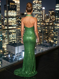Sequin Sheath/Column Halter Floor-Length Evening Dresses for Women