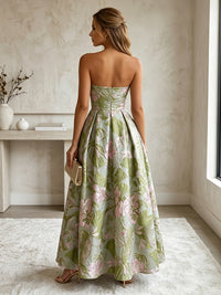 Jacquard A-Line/Princess Strapless Floor-Length Evening Dresses with Ruched Waist