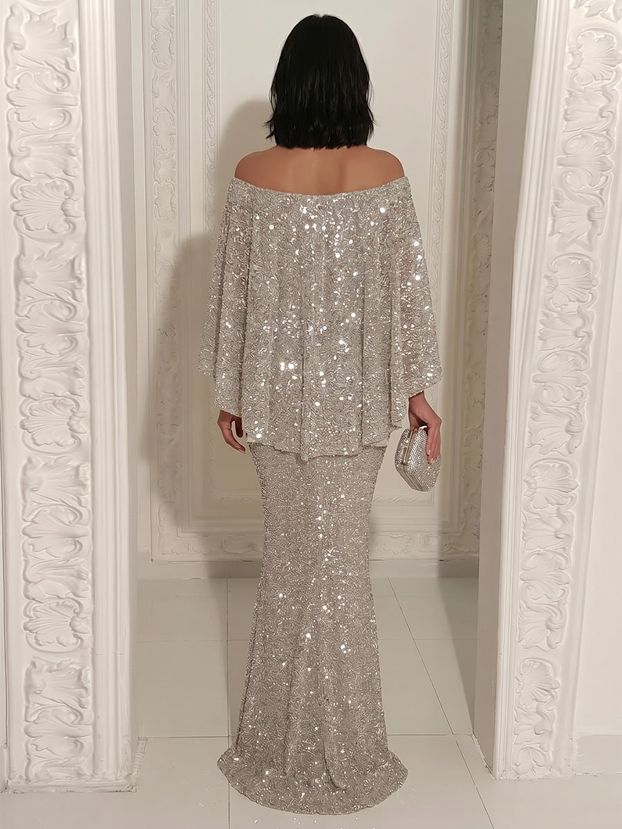 Sequin Sheath/Column Off Shoulder Floor-Length Evening Dresses for Women