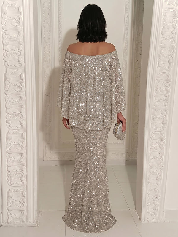 Sequin Sheath/Column Off Shoulder Floor-Length Evening Dresses for Women