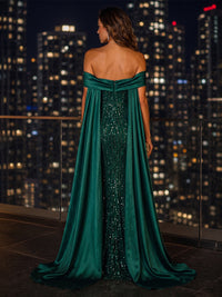 Sequin Sheath/Column Off Shoulder Floor-Length Evening Dresses