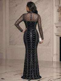 Sequin Sheath/Column High Neck Floor-Length Evening Dresses for Women