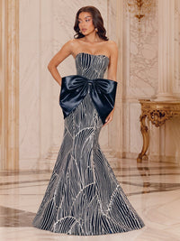 Sequin Mermaid/Trumpet Strapless Floor-Length Evening Dresses with Bow