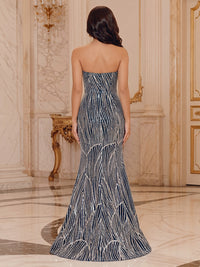 Sequin Mermaid/Trumpet Strapless Floor-Length Evening Dresses with Bow