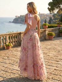 Sequin Floral A-Line/Princess One Shoulder High-Low Evening Dresses with Pleats & Pockets