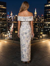 Jacquard Sheath/Column Off Shoulder Floor-Length Evening Dresses for Women