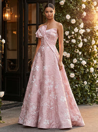 Jacquard A-Line/Princess Strapless Floor-Length Evening Dresses for Women