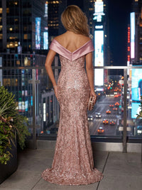 Sequin Floral Sheath/Column Off Shoulder Floor-Length Evening Dresses for Women