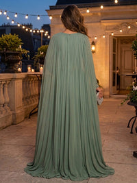 Chiffon A-Line/Princess Scoop Neck Floor-Length Evening Dresses with Pleats