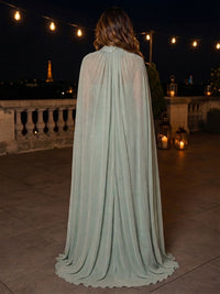 Chiffon Sheath/Column Strapless Floor-Length Evening Dresses with Pleats & Slit
