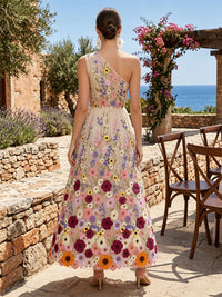 Lace Appliques A-Line/Princess One Shoulder Floor-Length Evening Dresses for Women