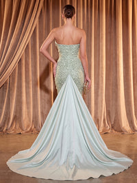 Sequin Mermaid/Trumpet Strapless Maxi Evening Dresses with Sweep Train