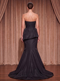 Sequin Mermaid/Trumpet Strapless Long Evening Dresses with 3D Flowers & Ruched Waist