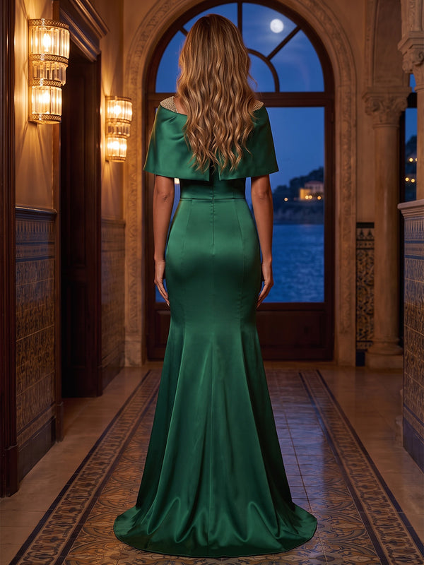 Satin Mermaid/Trumpet Off Shoulder Maxi Evening Dresses for Women