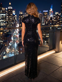 Sequin Sheath/Column High Neck Maxi Evening Dresses for Women